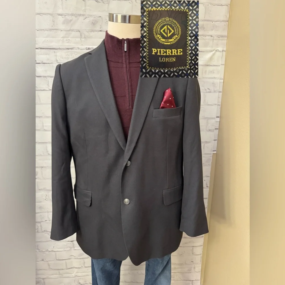Pierre‎ Loren 44R Superior 150’s Hightech Fabric Gray Jacket Blazer Suit Career